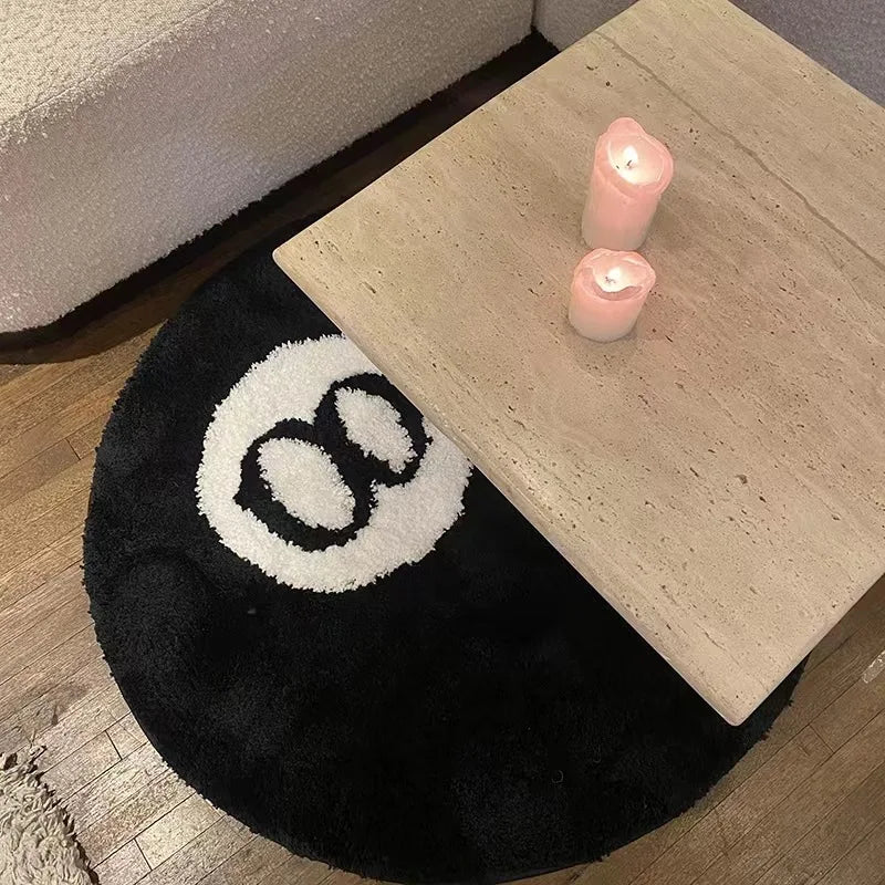 LAKEA Halloween 8 Ball Rug Indoor Home Decoration Spooky Halloween Gifts 8 Ball Accent Round Tufting Soft Rug Horror Movie Mat