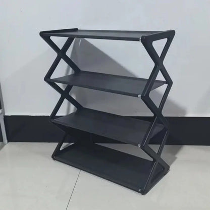 4 Tier Shoe Organizer, Foldable Shoe Rack Space Saving Standing Shoe Storage Organizer for Closet Hallway Entryway Bedroom