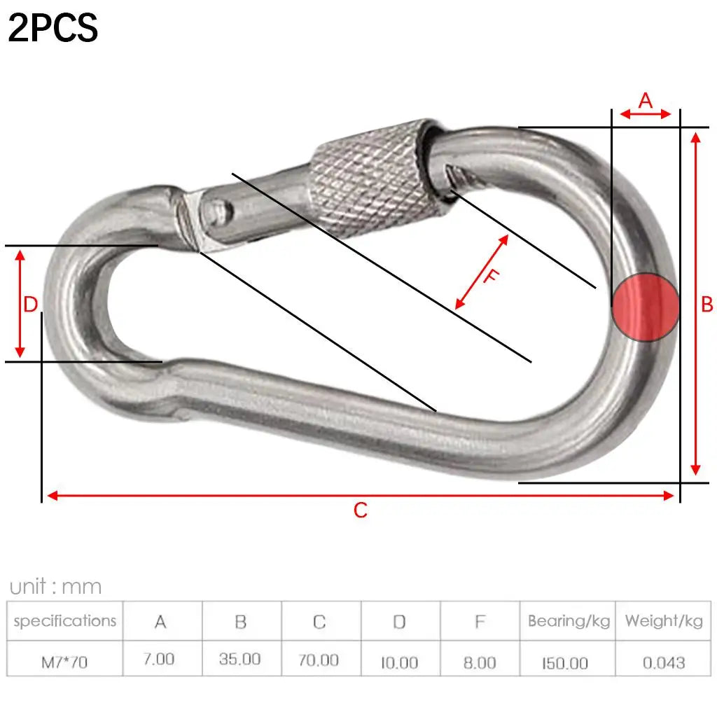2x Locking Carabiner Heavy Duty Large Screw Lock Link Hooks Set for Hammock