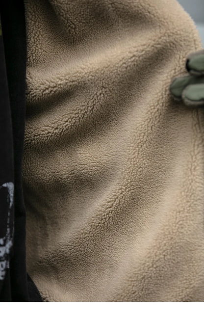 Japanese Vintage Polar Fleece Jacket Men Winter High Quality Thick Jacket Korean Streetwear Loose Couple Trendy Warm Coat Male